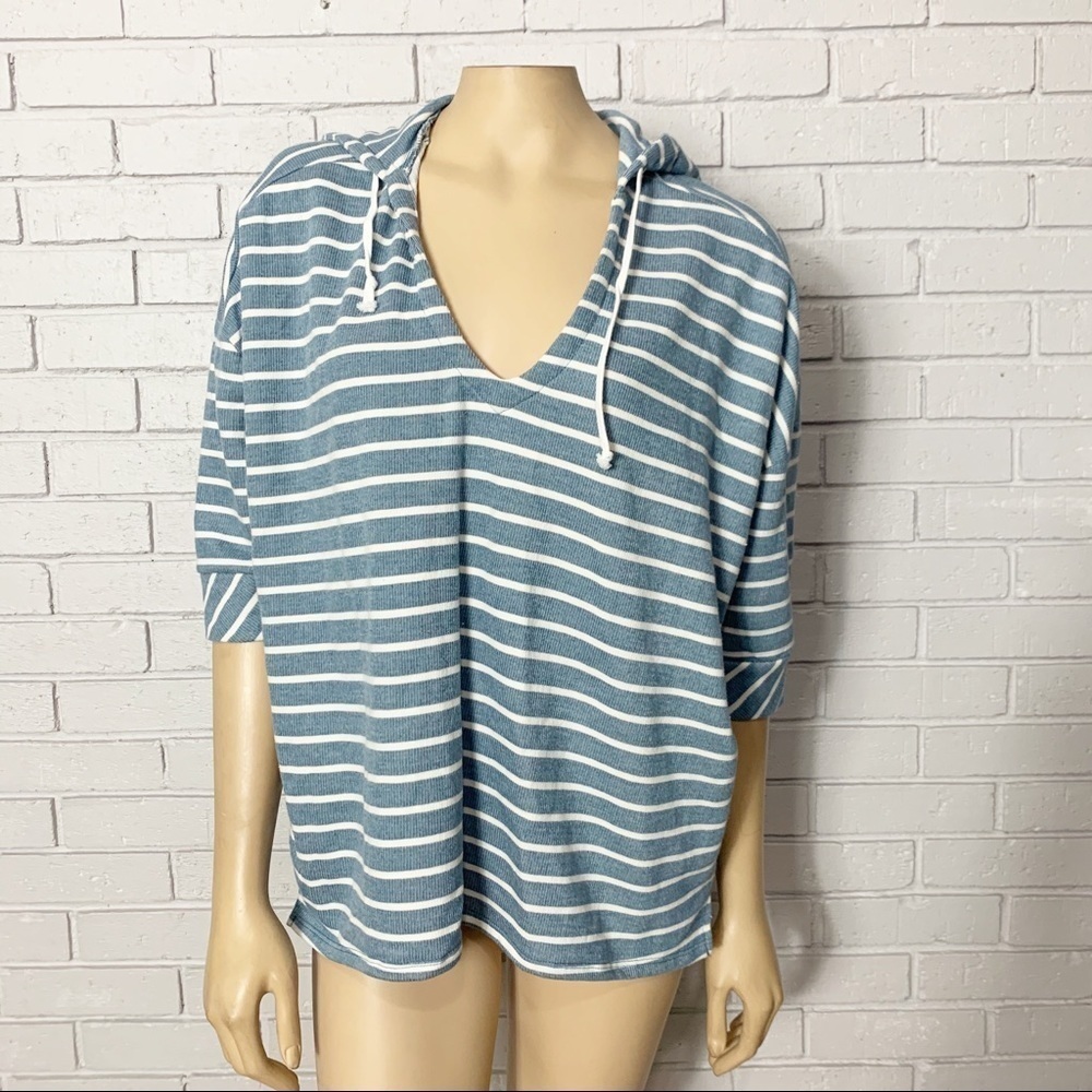 Chaser Womens Striped French Terry Pullover‎ Hoodie